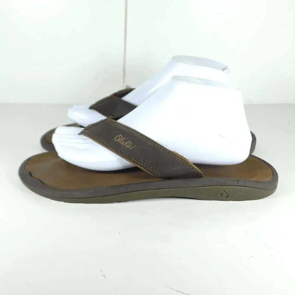 Olukai Men's Ohana US10 Brown Slip On Flat Thong Sandals